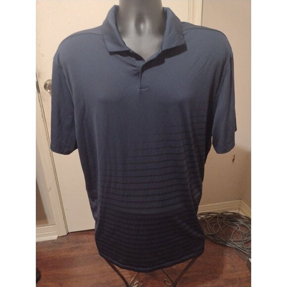 Nike Polo Shirt Adult XL Navy Blue Striped Golf Performance Rugby Dri Fit Mens - Picture 1 of 12